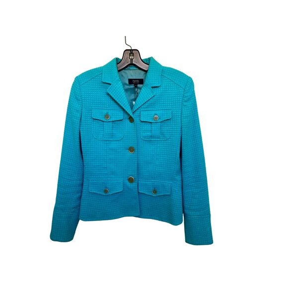 Zanella Blazer w/tags, Turquoise, Cotton Blend, Size 4 - Picture 1 of 7